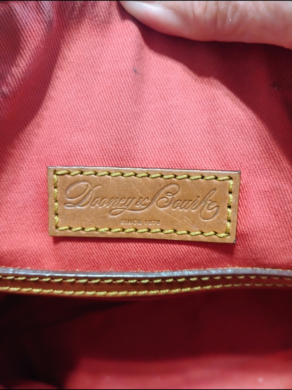 Dooney & Bourke Signature DB Monogram Satchel Brown Cognac Leather Trim - Picture 15 of 16